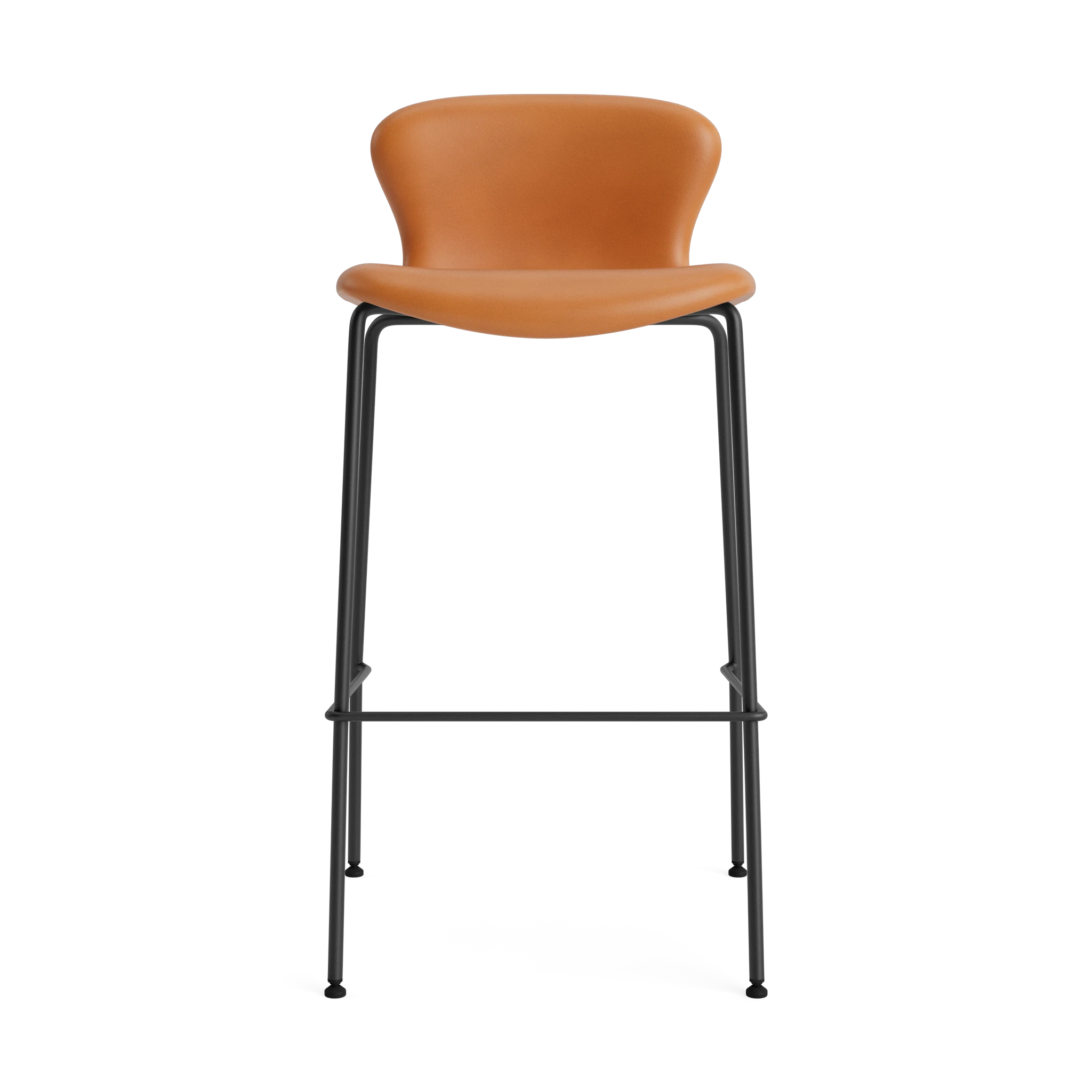 PLAY Chair Bar Height 75 cm in Basic Leather Cognac – Upholstered bar chair by Bruunmunch