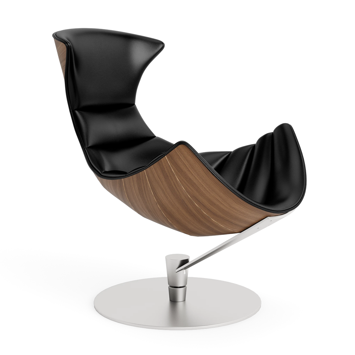 Lobster Chair - Front Upholstered in Semi-Aniline Black – Upholstered Lounge Chair by Bruunmunch