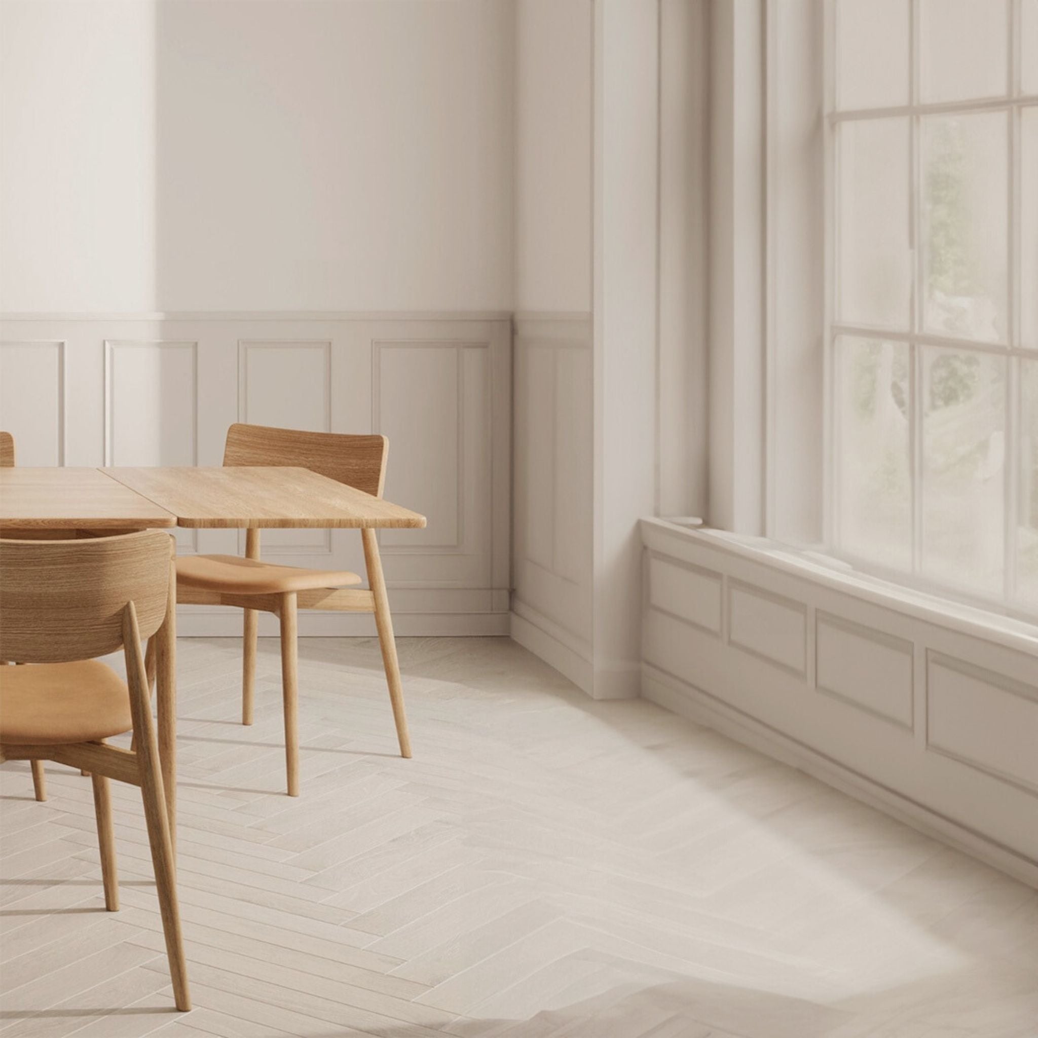 PURE Dining Table 140 cm – White Oiled Oak - Includes 2 Extension Plates PURE Dining Table 140 cm – White Oiled Oak - Includes 2 Extension Plates Bruunmunch