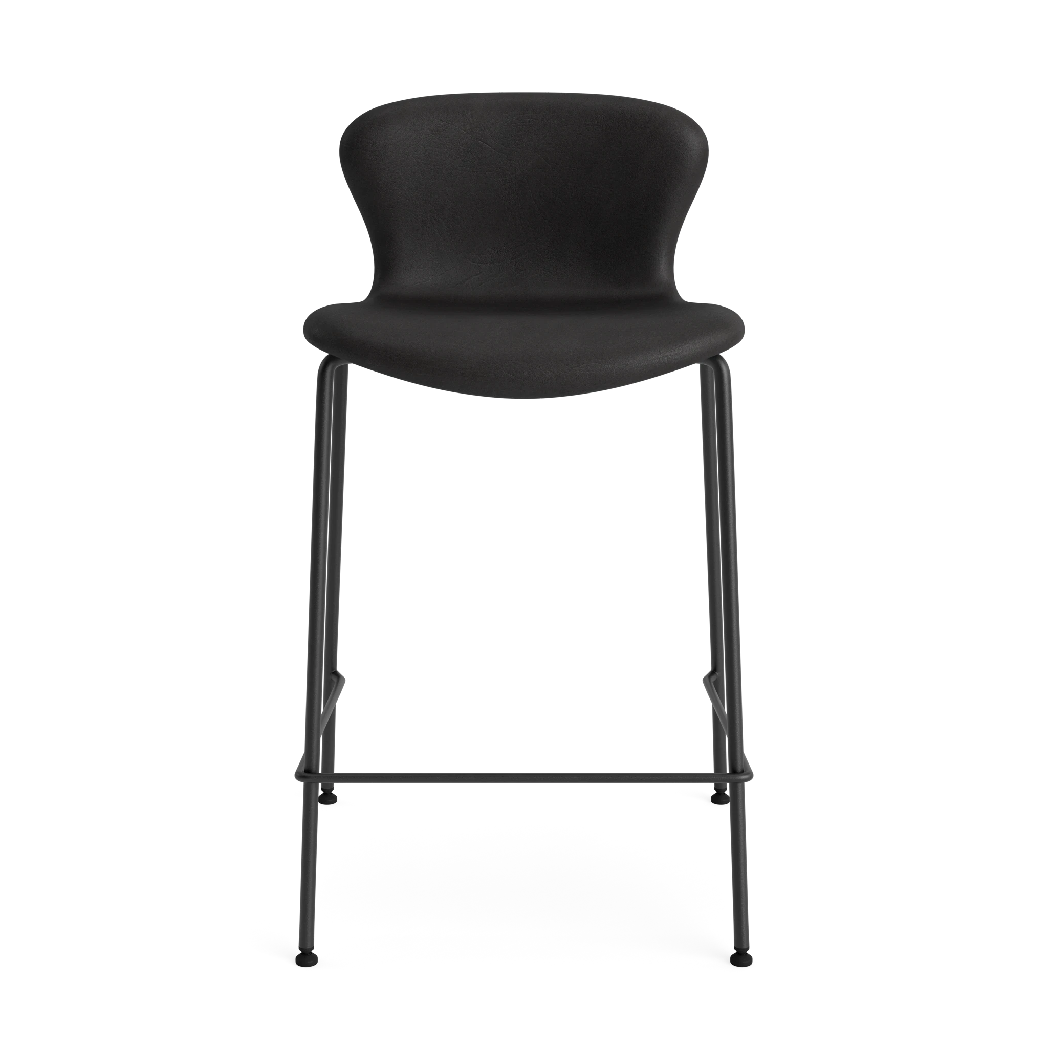 PLAY Chair Counter Height 65 cm in Davos Leather Black – Upholstered counter chair by Bruunmunch