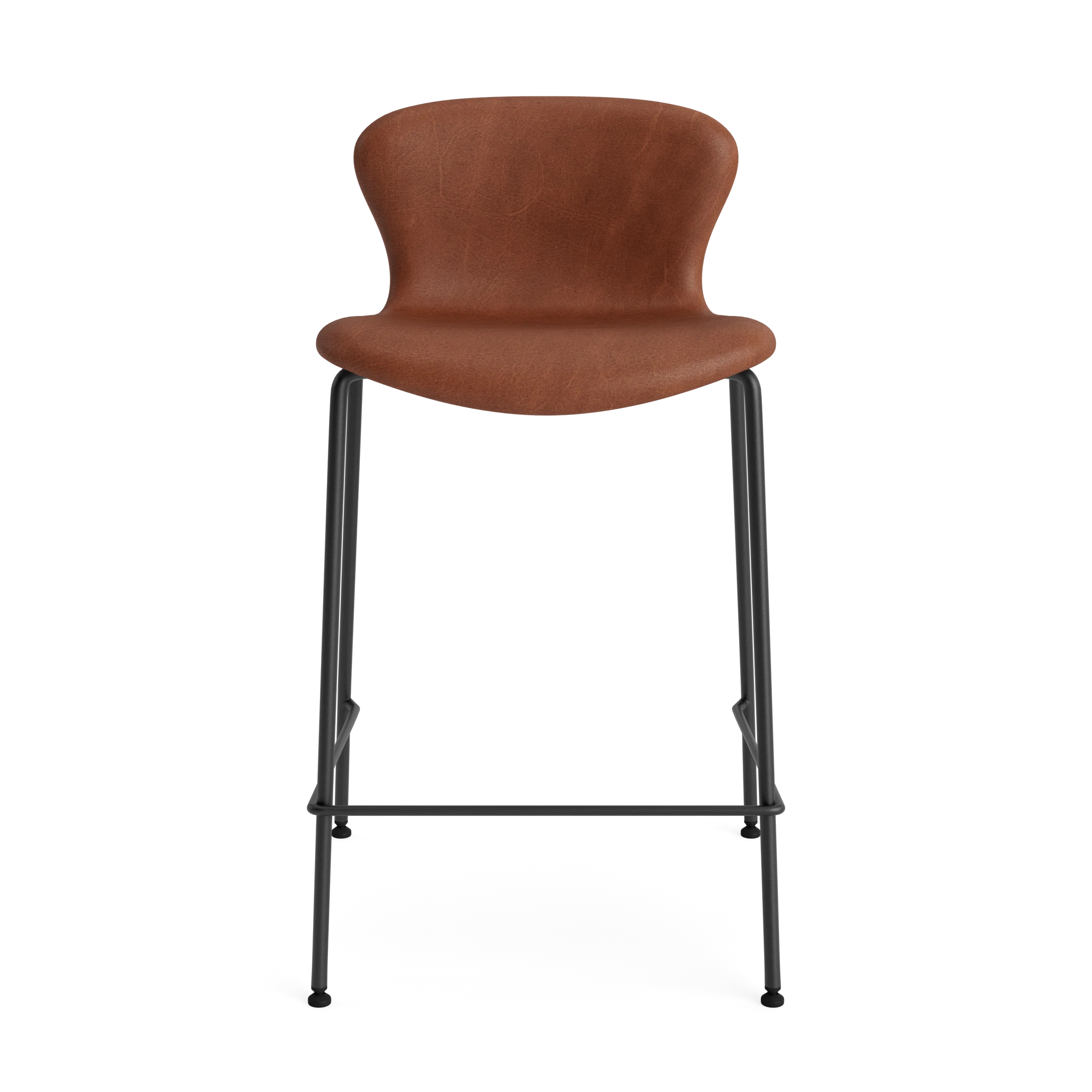 PLAY Chair Counter Height 65 cm in Davos Leather Brown – Upholstered counter chair by Bruunmunch