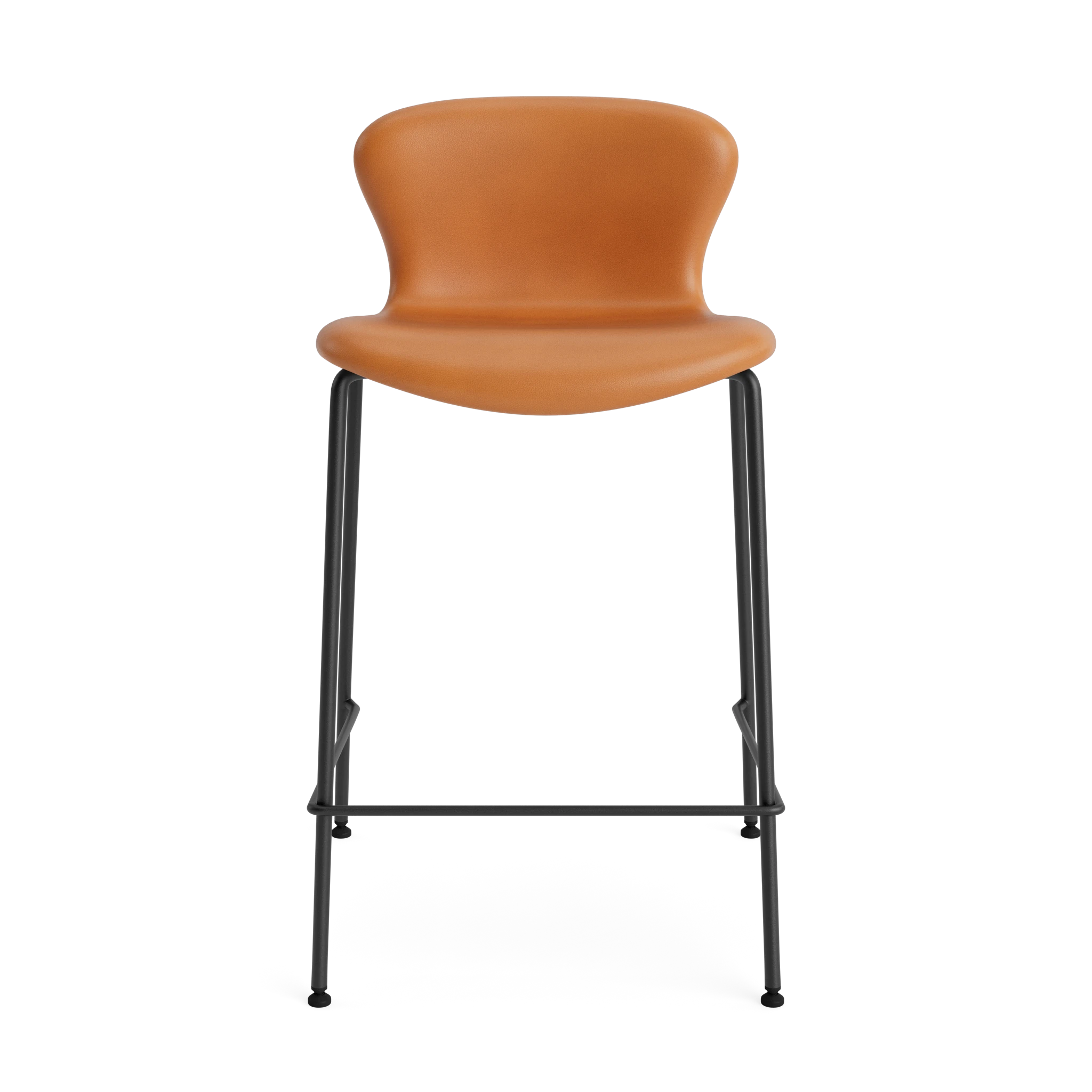PLAY Chair Counter Height 65 cm in Basic Leather Cognac – Upholstered counter chair by Bruunmunch