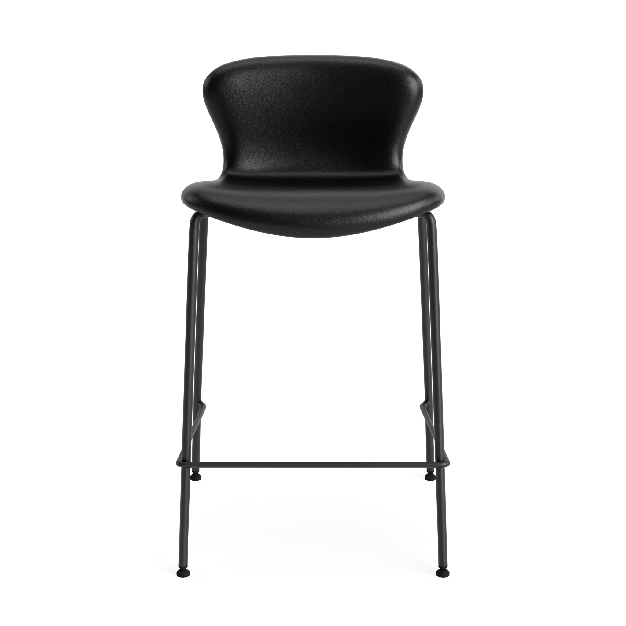 PLAY Chair Counter Height 65 cm in Basic Leather Black – Upholstered counter chair by Bruunmunch
