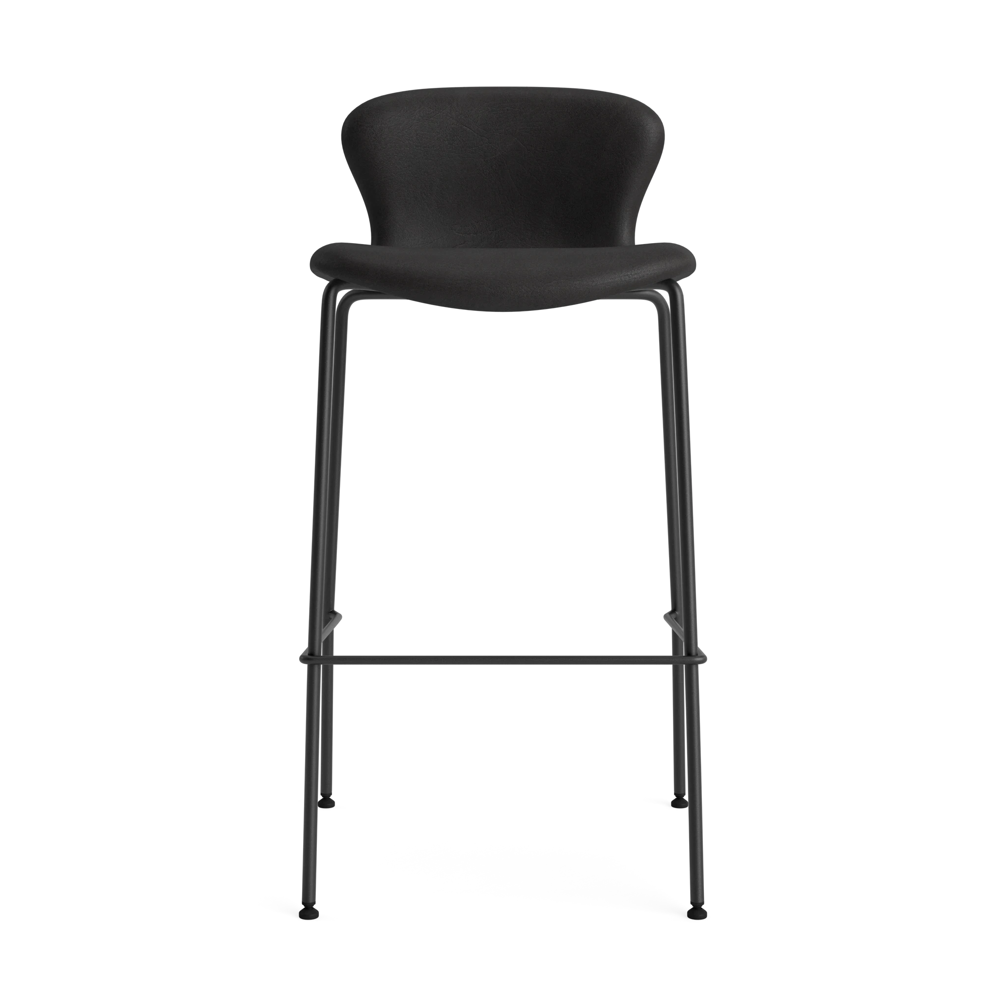 PLAY Chair Bar Height 75 cm in Davos Leather Black – Upholstered bar chair by Bruunmunch
