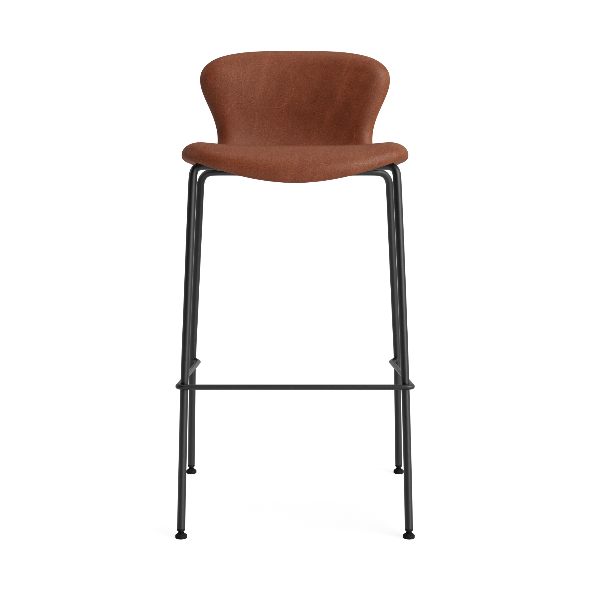 PLAY Chair Bar Height 75 cm in Davos Leather Brown – Upholstered bar chair by Bruunmunch