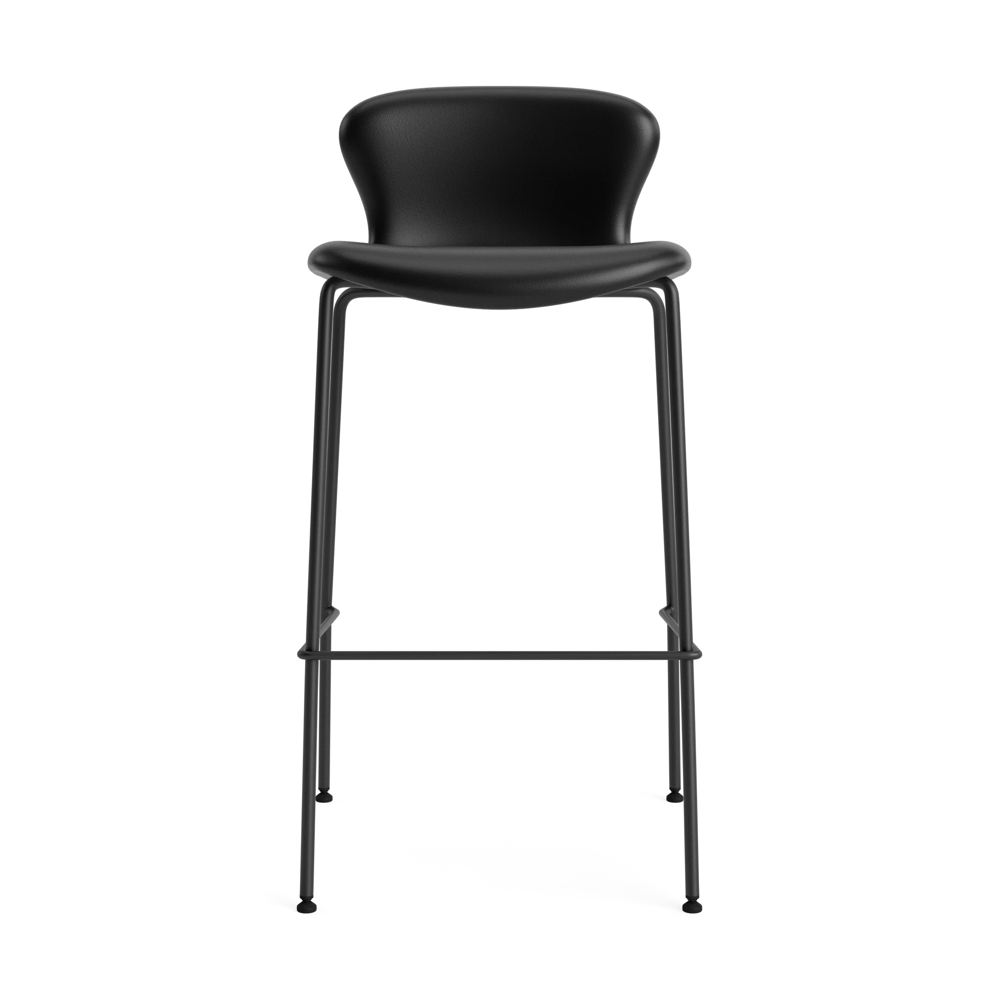 PLAY Chair Bar Height 75 cm in Basic Leather Black – Upholstered bar chair by Bruunmunch