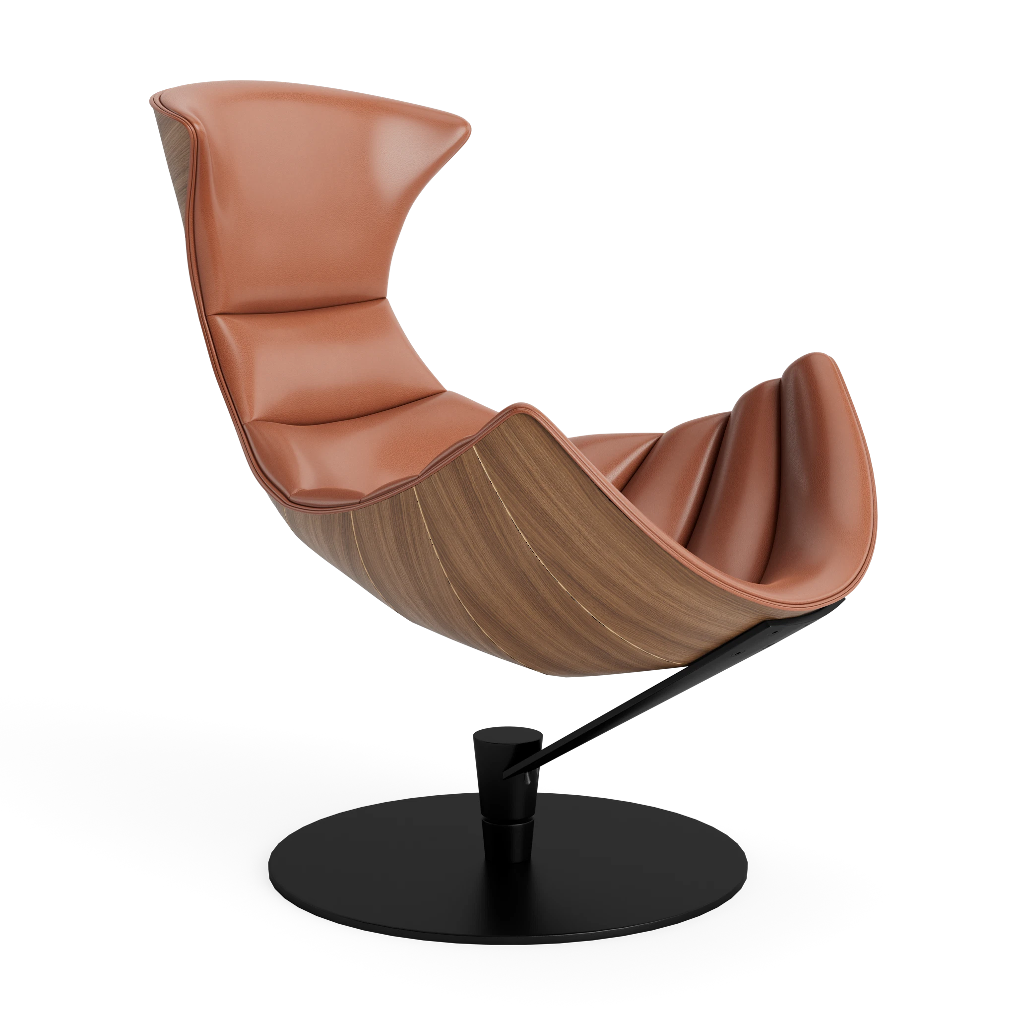 Lobster Chair - Front Upholstered in Semi-Aniline Cognac – Upholstered Lounge Chair by Bruunmunch
