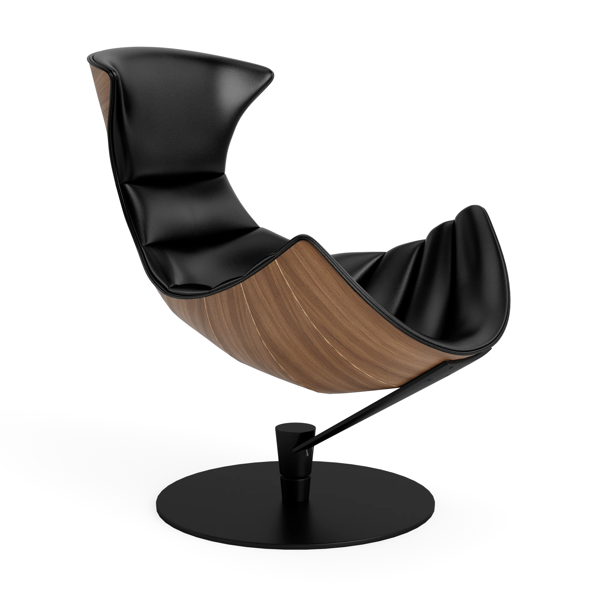 Lobster Chair - Front Upholstered in Semi-Aniline Black – Upholstered Lounge Chair by Bruunmunch