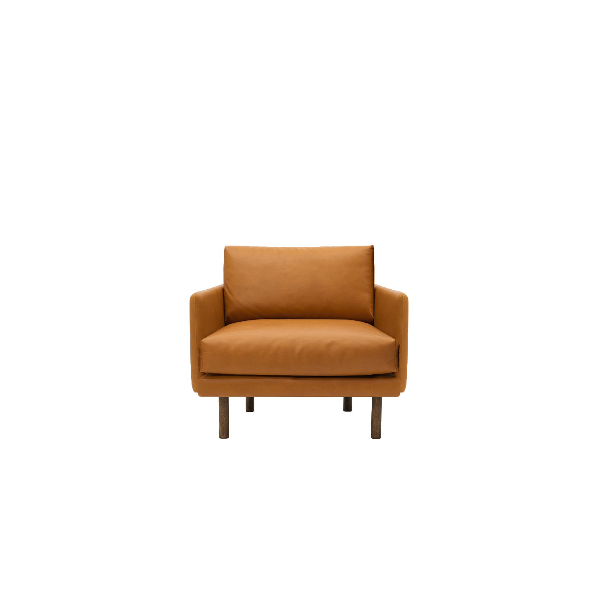 Emo Lounge Chair Upholstered in Dakar Coganc Leather with legs in Oak, Smoked. Designed by Mika Tolvanen a danish design sofa by Bruunmunch