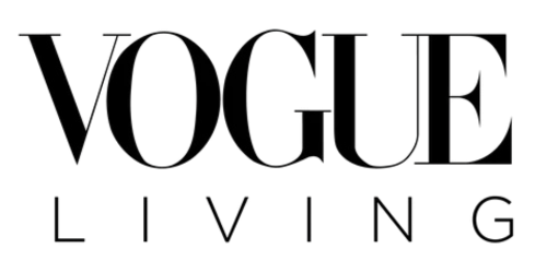 Vogue Living logo with black text on a white background